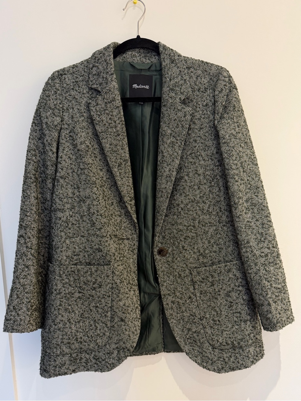 Madewell Gray green Herringbone Wool-Blend Blazer size s